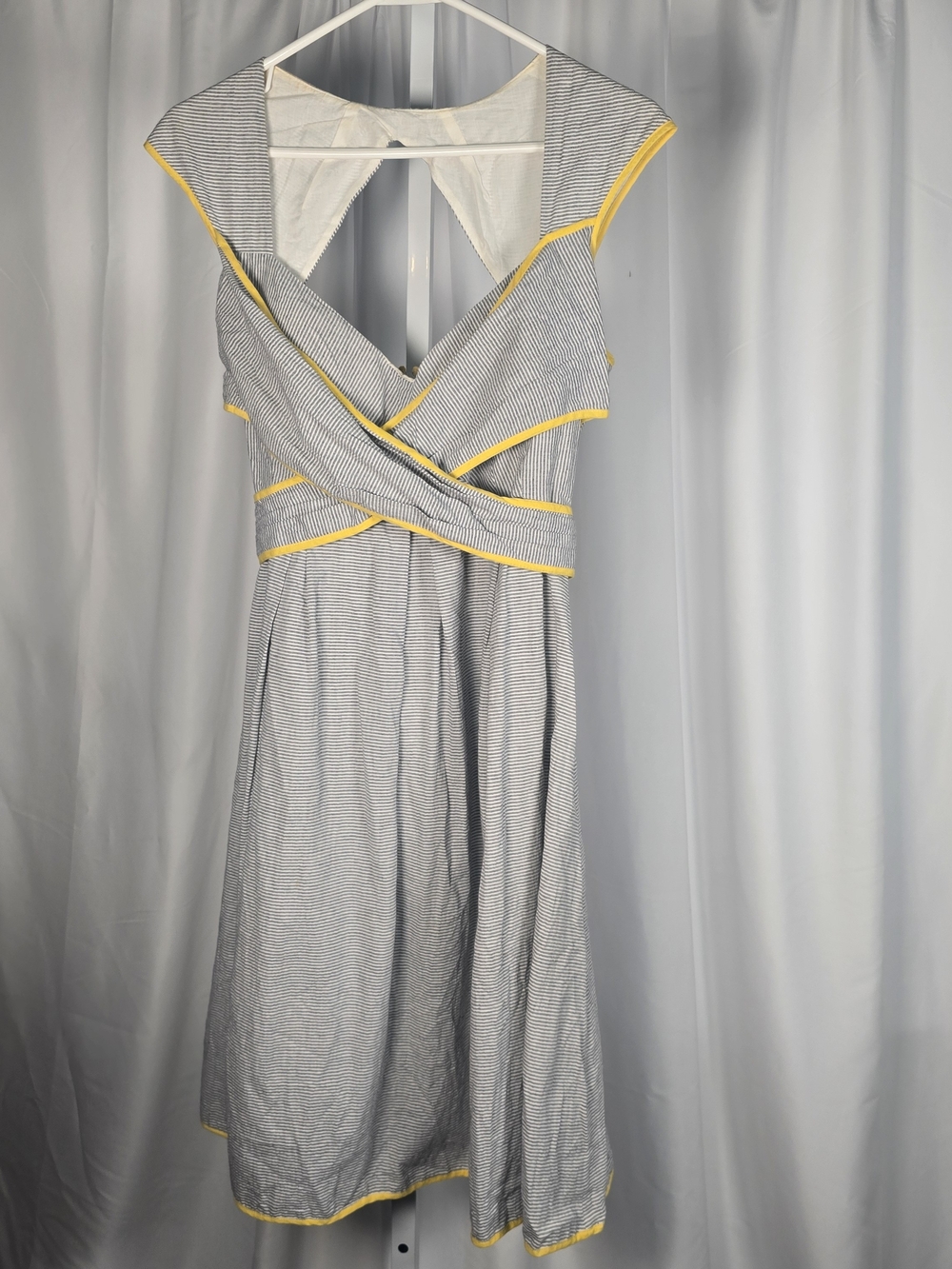 Jessica Howard Gray Yellow Retro Stripe A Line Flare Dress Cocktail Party Sz 12